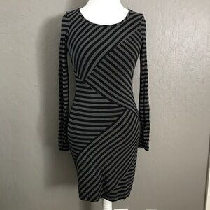 Gray & Black Stripe Bodycon Dress